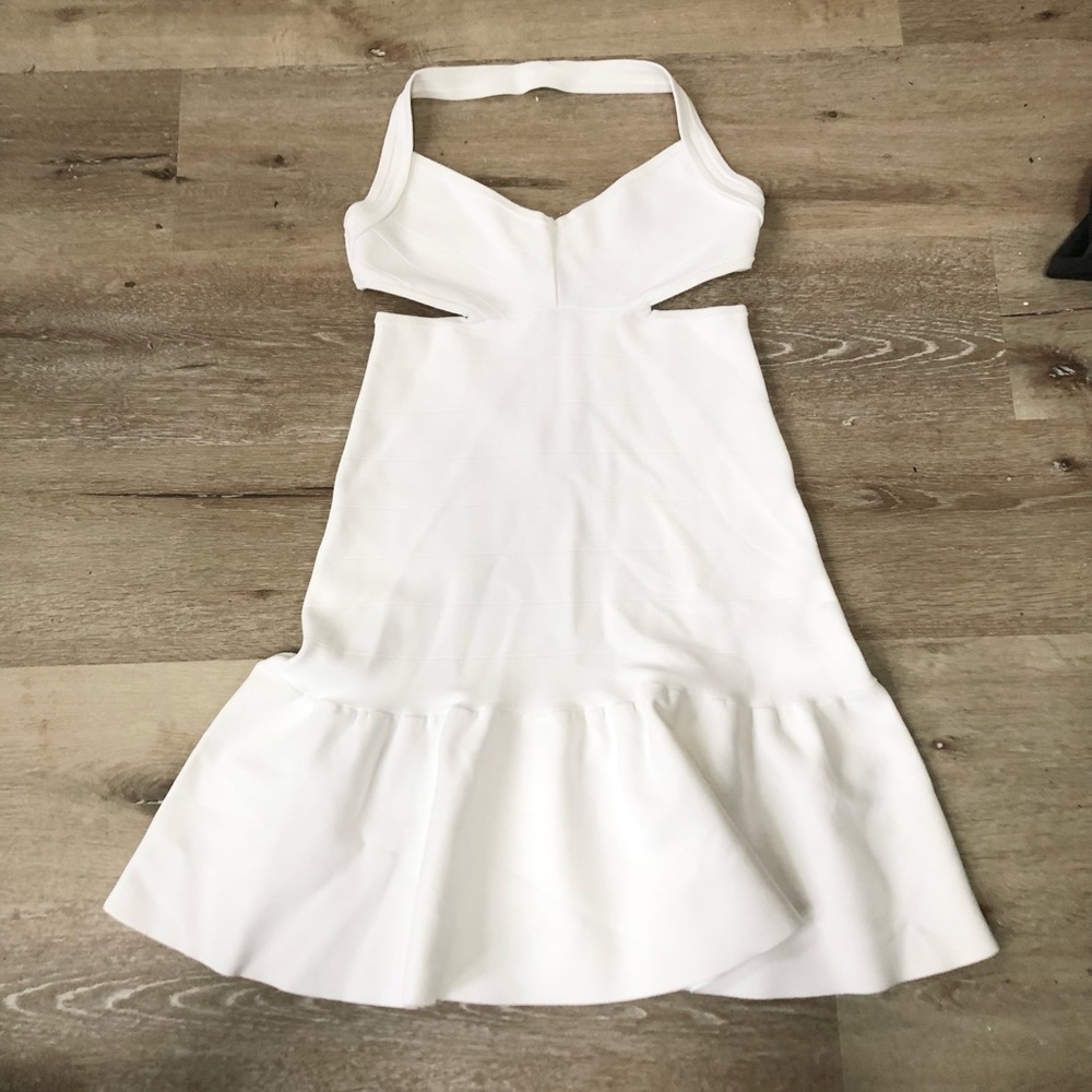 Guess White Halter Cut-out Fit and Flare Dress, Size M